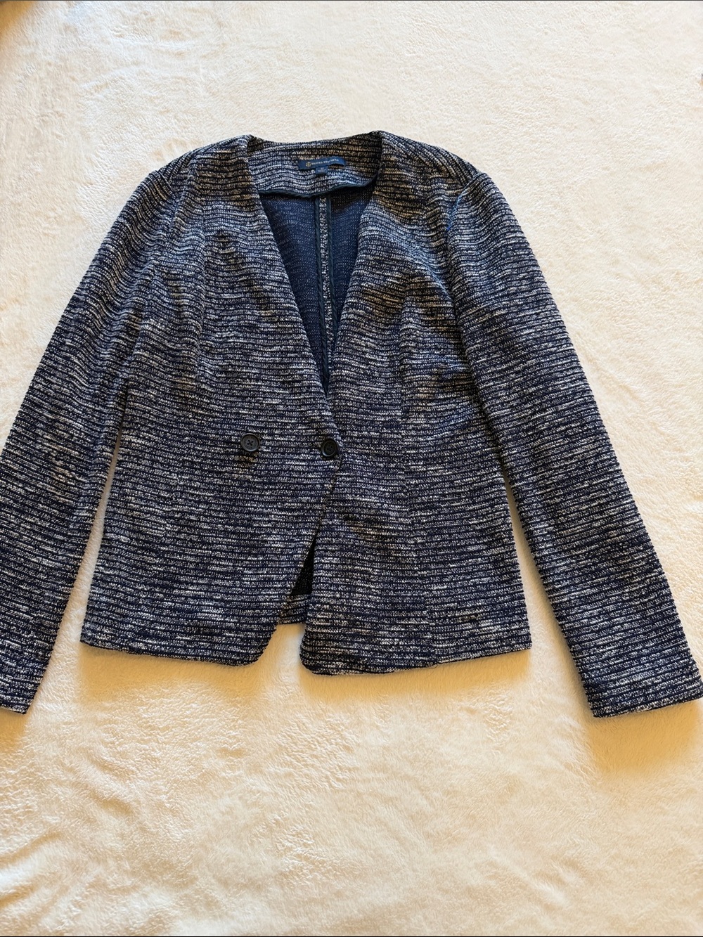 Brooks Brothers Navy Knit Textured Two-Button Blazer
